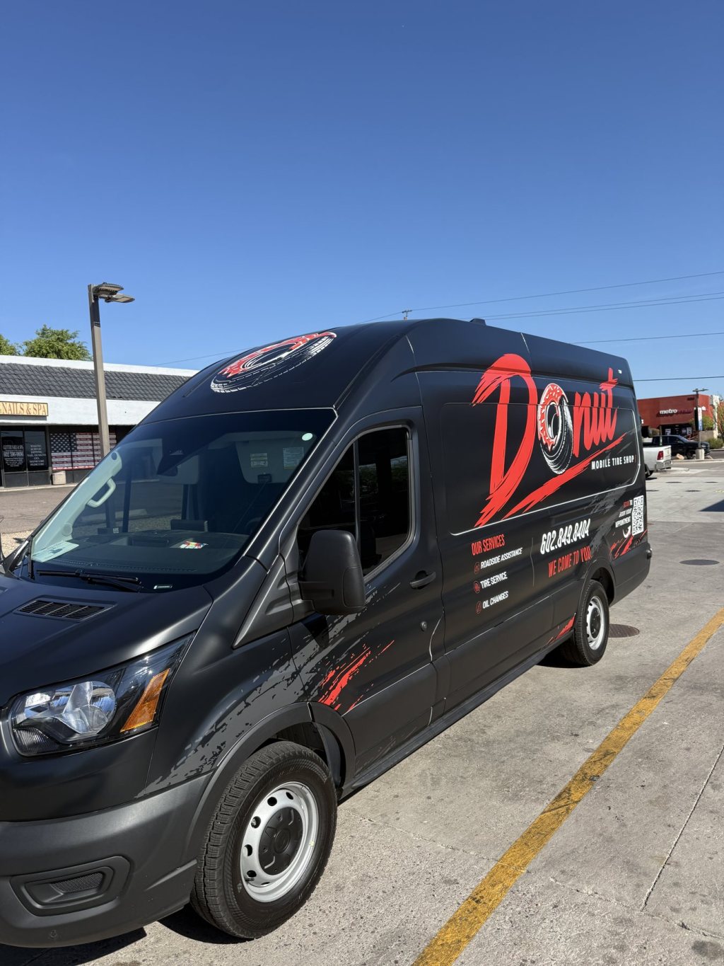 Donut Mobile Tire mobile tire shop van parked in Phoenix, Arizona